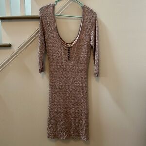 Free People crochet 3/4 sleeve dress Scoop neck Women’s size medium